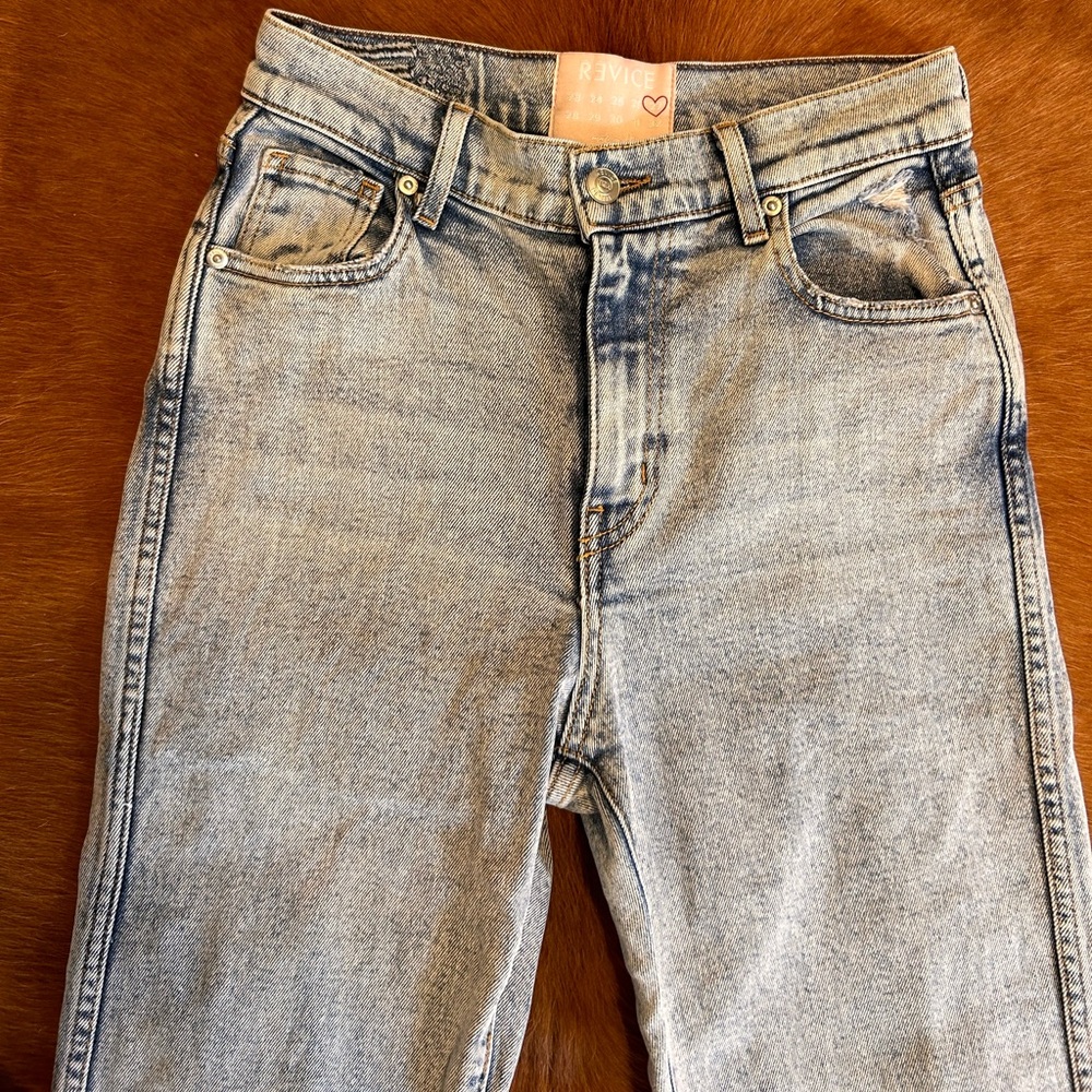 Revice straight leg jeans with back pocket rip detail